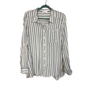 Daily Thread Women’s 1X Black White Stripe 3/4 Sleeve Lightweight Top GUC